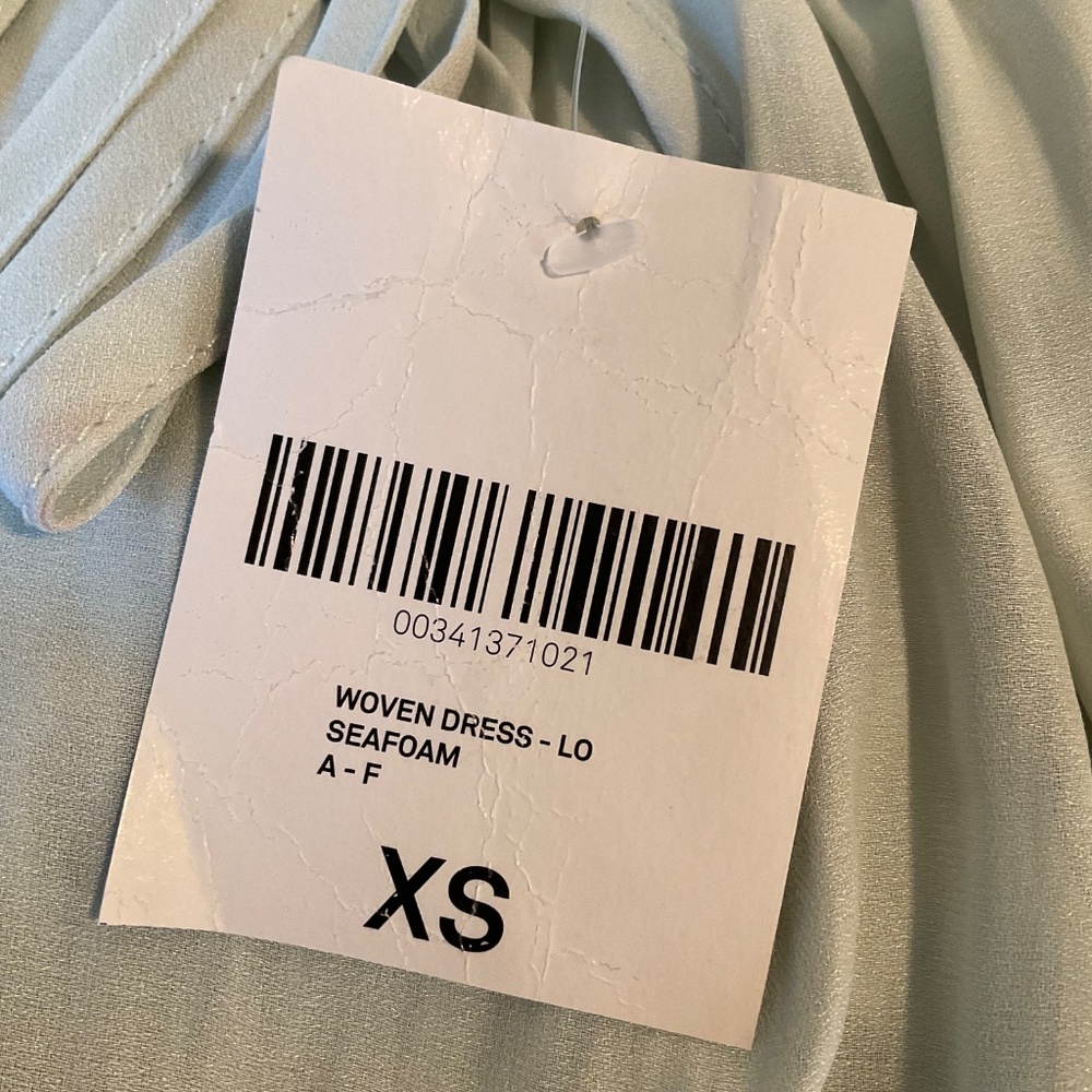 Forever 21 Long Sleeve Sheer Off The Shoulder Dress Sea Foam Green Gown Sz XS - Picture 11 of 13